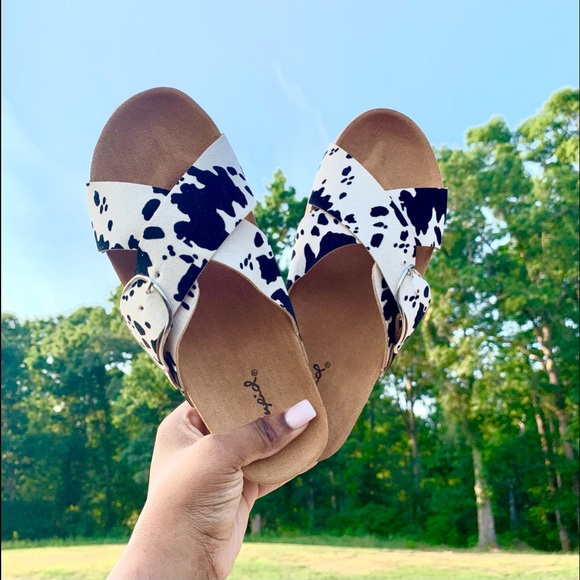 Qupid Shoes - Cow Birkenstock Style Sandals